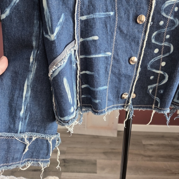 Vintage Linda Lundstrom Art Denim Jacket | Funky Boho Chic Statement | Raw Edge - Picture 5 of 7